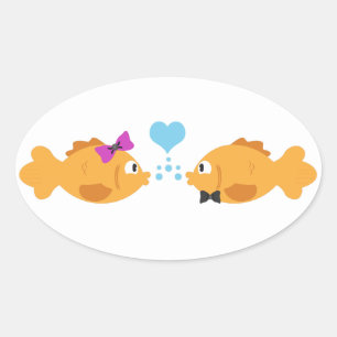 Pegatina Ovalada Fish Love