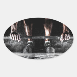 Pegatina Ovalada Fitness Weightrising Gym