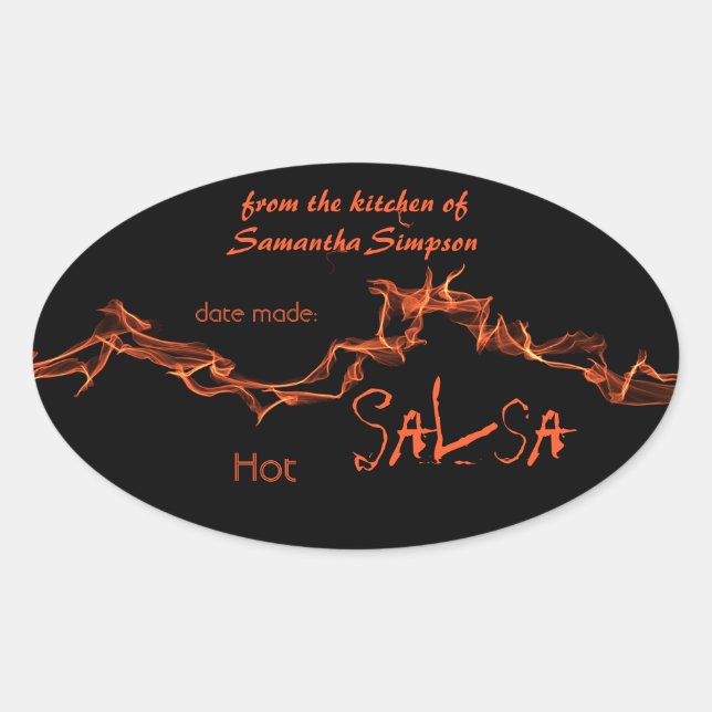 Pegatina Ovalada Flames Personalizado Canning (Anverso)