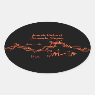 Pegatina Ovalada Flames Personalizado Canning