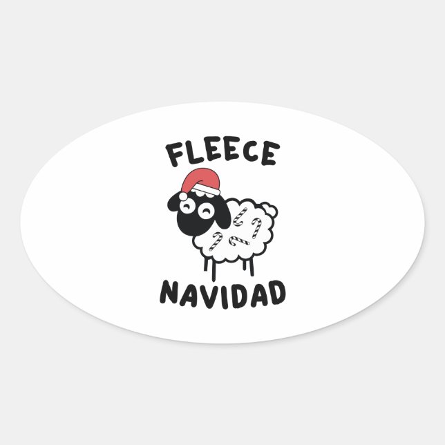 Pegatina Ovalada Fleece Navidad (Anverso)