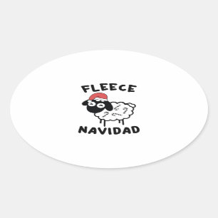 Pegatina Ovalada Fleece Navidad
