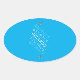 Pegatina Ovalada Flor de maíz nacional de Bielorrusia