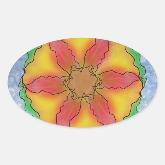 Pegatina Ovalada Flor extraña (Anverso)