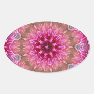 Pegatina Ovalada Flor rosa Kaleidoscope Mandala-43895