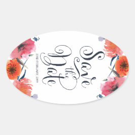 Pegatina Ovalada Floral acuarela marina salva a los Pegatinas de ci
