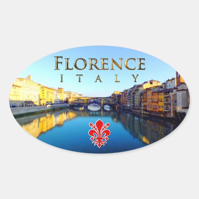 Pegatina Ovalada Florencia - Ponte Vecchio (Anverso)