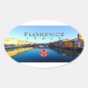 Pegatina Ovalada Florencia - Ponte Vecchio