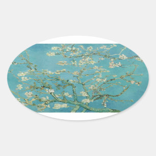 Pegatina Ovalada Flores de almendra por Bella Artes Vincent Van Gog