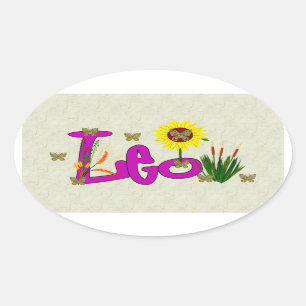 Pegatina Ovalada Flores de Leo