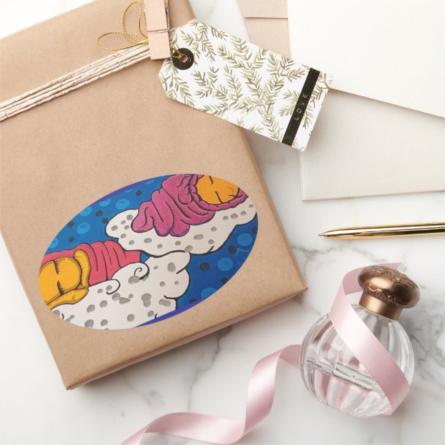 Pegatina Ovalada Flores doradas (Regalar)