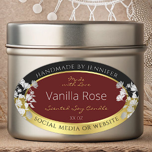 Pegatina Ovalada Flores plateadas de productos florales de oro de B