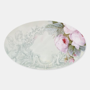 Pegatina Ovalada Fondo CÉLESTE