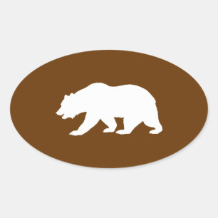 Pegatina Ovalada Forma de oso