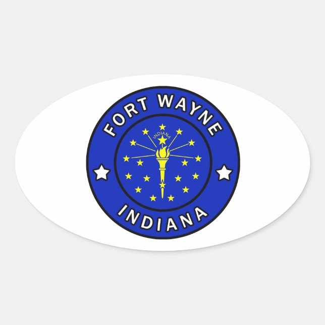 Pegatina Ovalada Fort Wayne Indiana (Anverso)