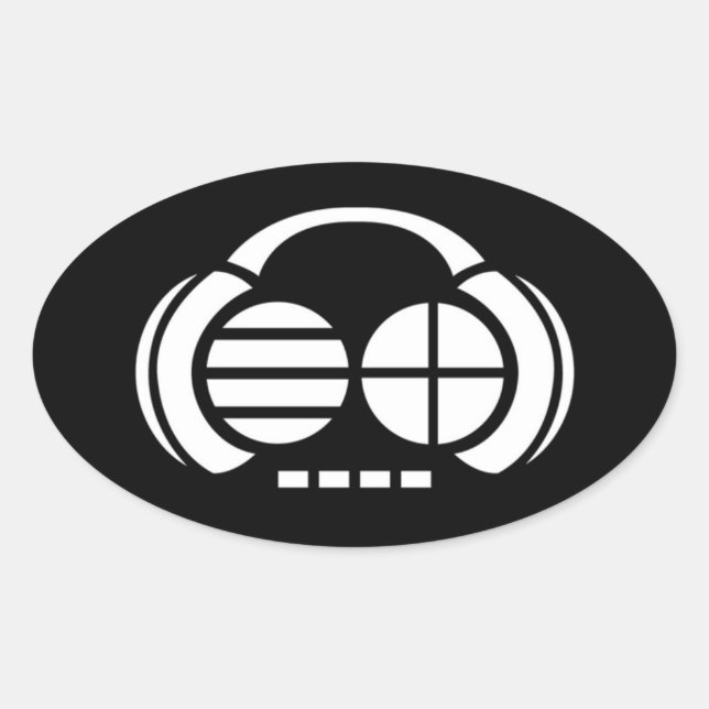 Pegatina Ovalada Four4ths (Pegatina Oval) - Logo blanco en negro (Anverso)