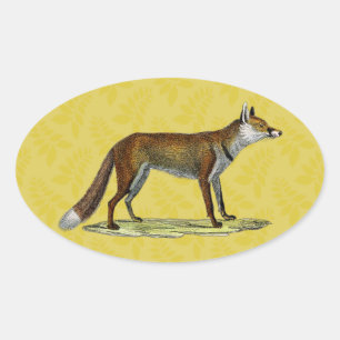 Pegatina Ovalada Fox roja vintage