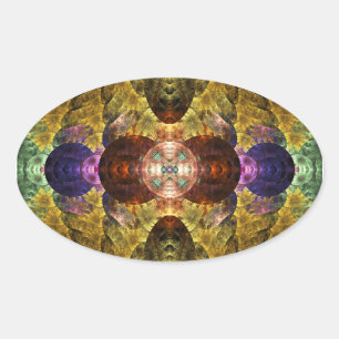 Pegatina Ovalada Fractal geométrico abstracto de Mayflower
