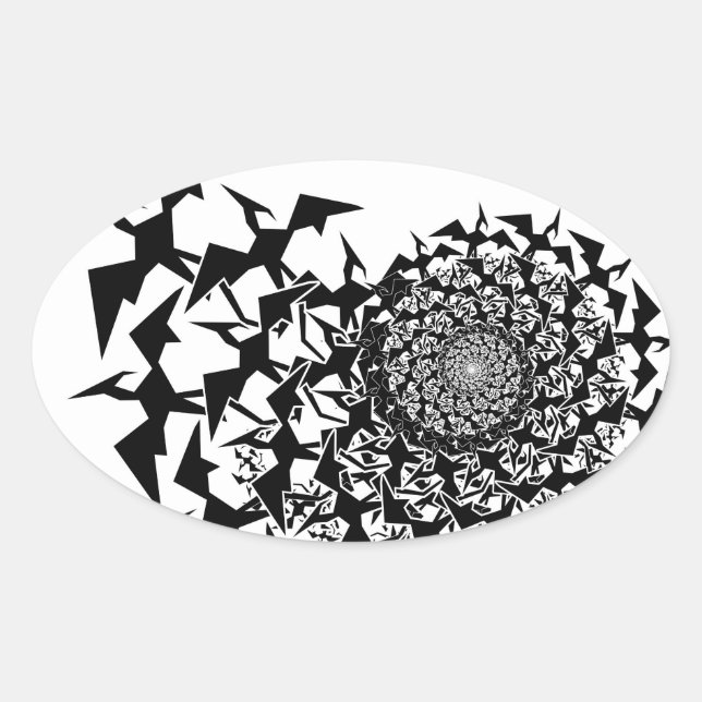 Pegatina Ovalada Fractílico pterodáctilo (Anverso)