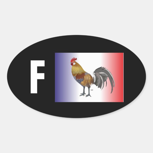 Pegatina Ovalada Francia - France pegamento (Anverso)