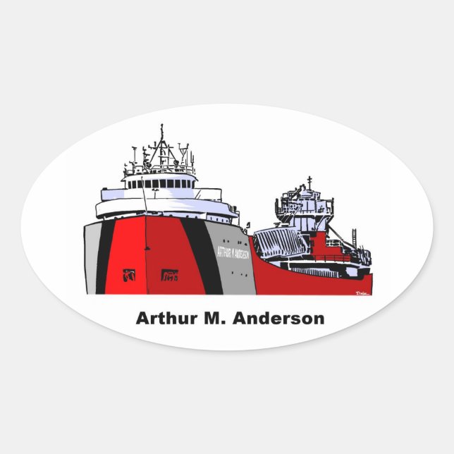 Pegatina Ovalada Freighter Arthur M. Anderson (Anverso)