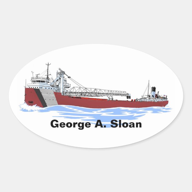 Pegatina Ovalada Freighter de los Grandes Lagos George A. Sloan Key (Anverso)