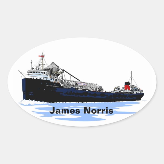 Pegatina Ovalada Freighter de los Grandes Lagos James Norris (Anverso)