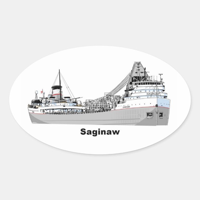 Pegatina Ovalada Freighter Saginaw (Anverso)