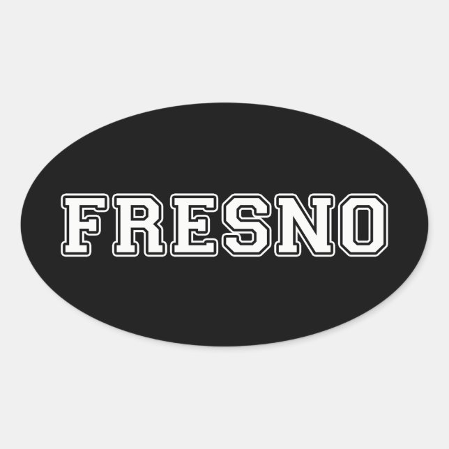Pegatina Ovalada Fresno California (Anverso)
