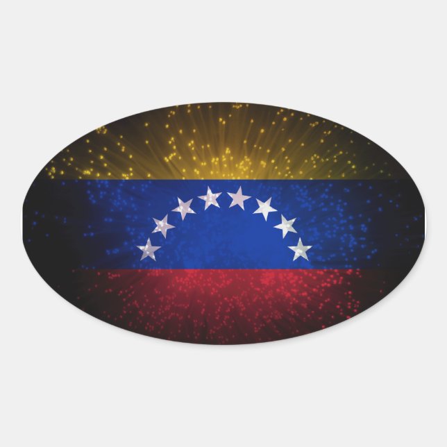 Pegatina Ovalada Fuego de bandera de Venezuela (Anverso)