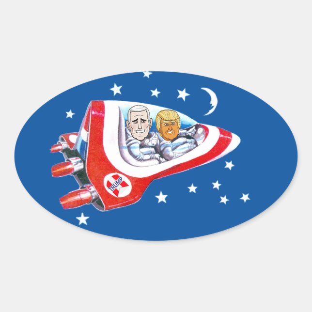 Pegatina Ovalada Fuerza Espacial Trump (Anverso)