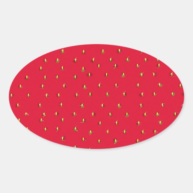 Pegatina Ovalada Fundido fondo de fresa rojo (Anverso)