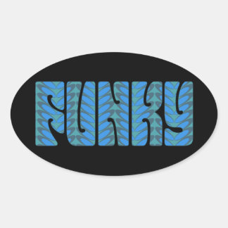 Pegatina Ovalada Funky (en azul)