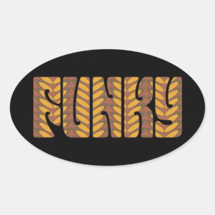 Pegatina Ovalada Funky (en castaño)