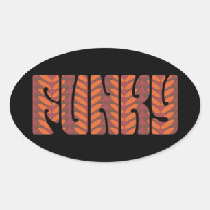 Pegatina Ovalada Funky (en rojo)