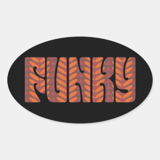 Pegatina Ovalada Funky (en rojo)