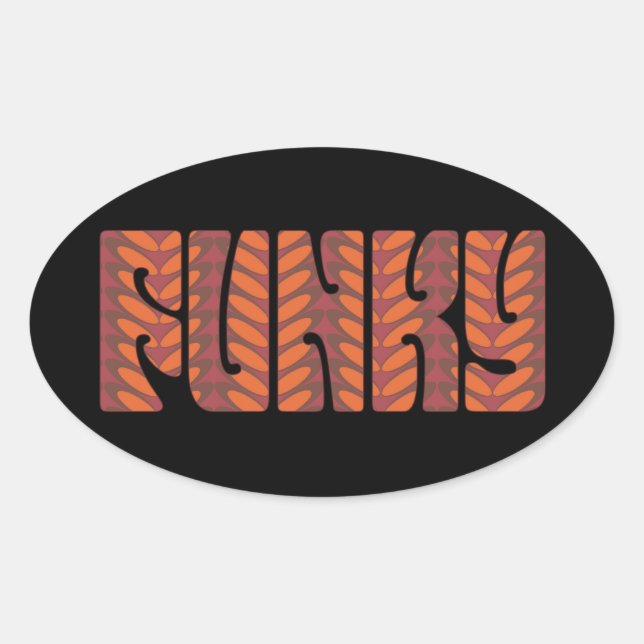Pegatina Ovalada Funky (en rojo) (Anverso)