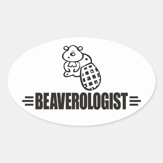 Pegatina Ovalada Funny Beaver (Anverso)
