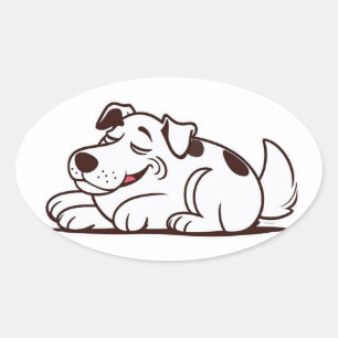 Pegatina Ovalada Funny Lazy Dog Design
