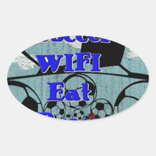 Pegatina Ovalada Fútbol WIFI Come Sueña – Arte Divertido de Deporte