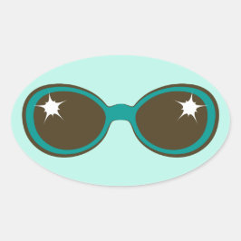Pegatina Ovalada Gafas de sol retro Verde azuladas