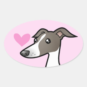 Pegatina Ovalada Galgo/Whippet/amor del galgo italiano