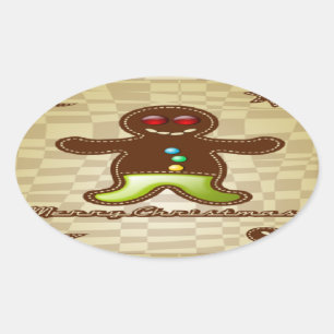 Pegatina Ovalada Galleta de pan de jengibre