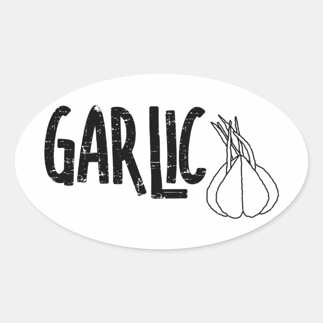 Pegatina Ovalada Garlic Garlic Text (Anverso)