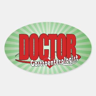 Pegatina Ovalada Gastroenterólogo MÉDICA LOGO BIG RED