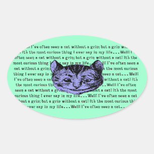 Pegatina Ovalada Gato de Cheshire - Alicia vintage en el país de la