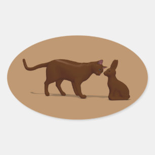 Pegatina Ovalada Gato de Chocolate