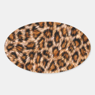Pegatina Ovalada Gato Leopardo Jaguar Patrón Pelaje Marrón