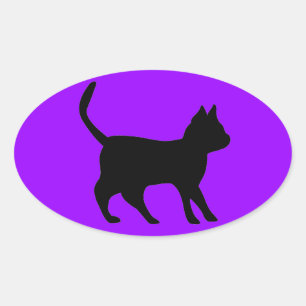 Pegatina Ovalada Gato negro