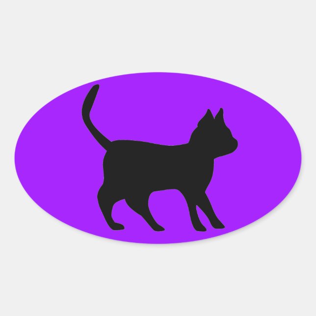 Pegatina Ovalada Gato negro (Anverso)